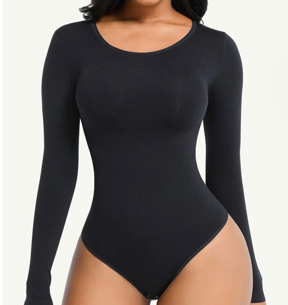 Long Sleeve Seamless body shape- Black