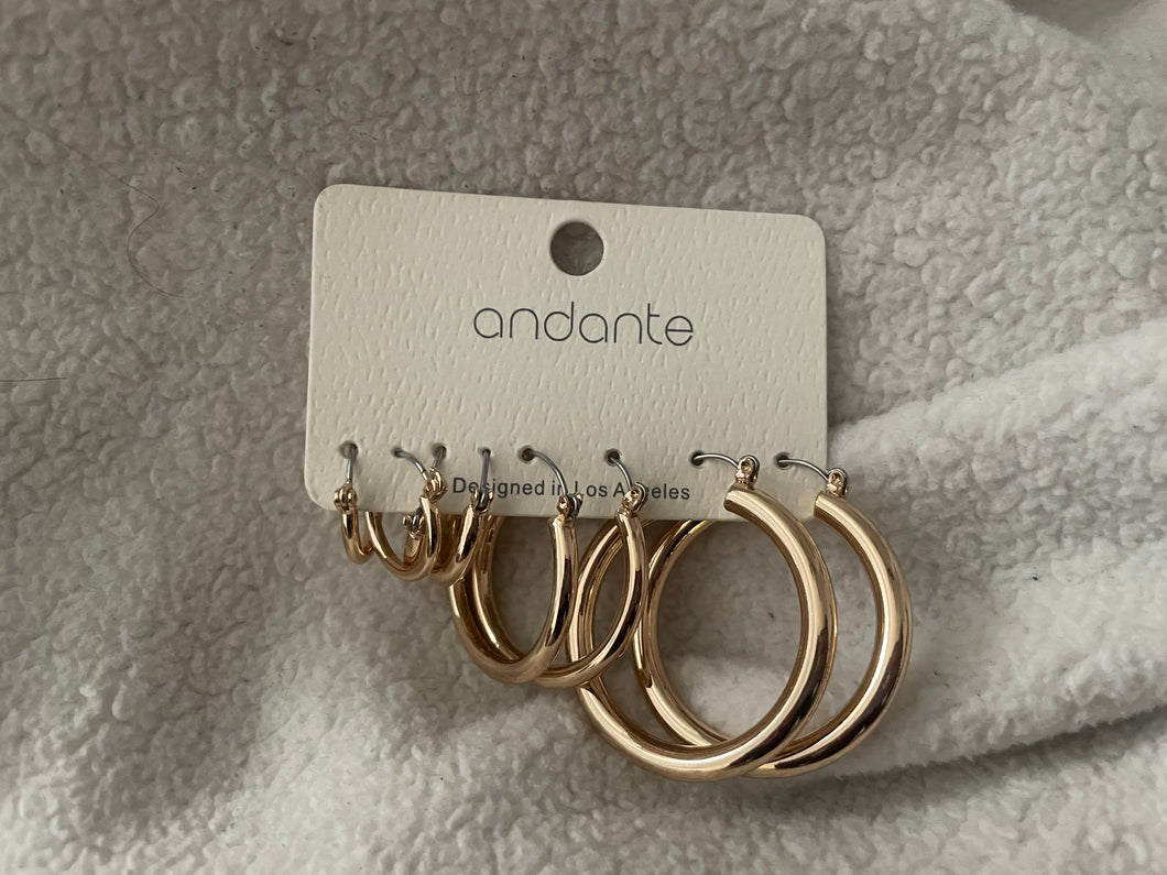 4 piece gold hoop set